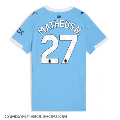 Camisa de time de futebol Manchester City Matheus Nunes #27 Replicas 1º Equipamento Feminina 2025-26 Manga Curta Camisa de time de futebol Manchester City Matheus Nunes #27 Replicas 1º Equipamento Feminina 2025-26 Manga Curta
